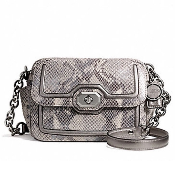 Coach Handbags - Coach Campbell SilverGray Python Exotic Snakeskin Camera Bag